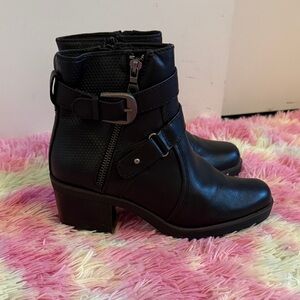 BareTraps Black Ankle Booties with Buckle Detail
